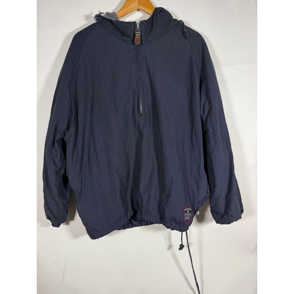 Vintage Abercrombie & Fitch Mens Navy Half Zip Fleece Lined Hooded Jacket XS